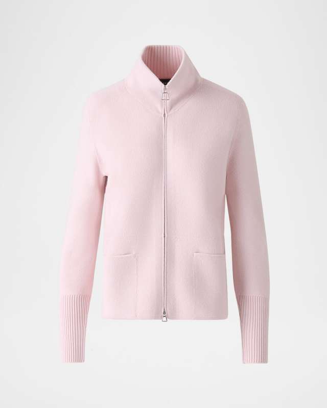 Cashmere Pique Knit Zip Cardigan